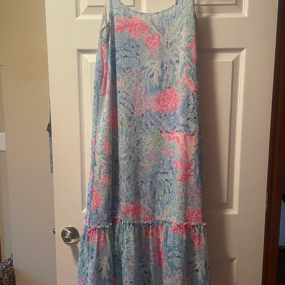 Lilly Pulitzer Blue Tiered Maxi Dress Resort Wear - Picture 2 of 3